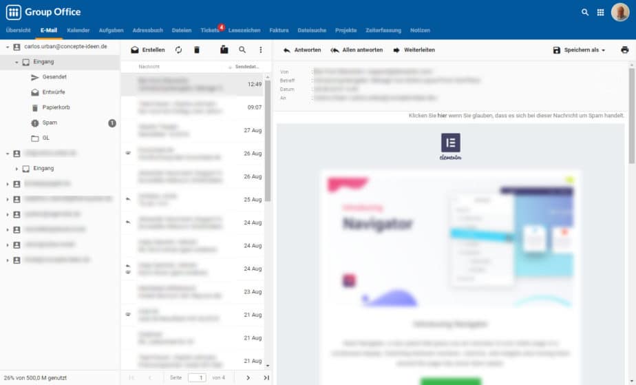 E-Mail bei Group-Office Groupware