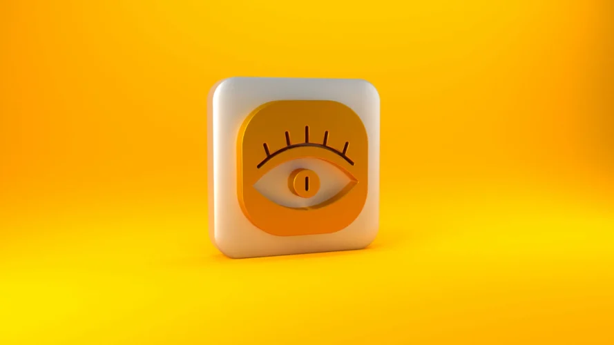 Auge-Icon auf gelbem Hintergrund